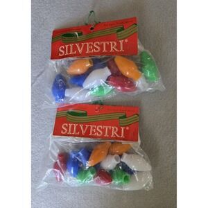 Vintage Silvestri Christmas Light Bulb Shape Plastic Blowmold Covers 24 Count